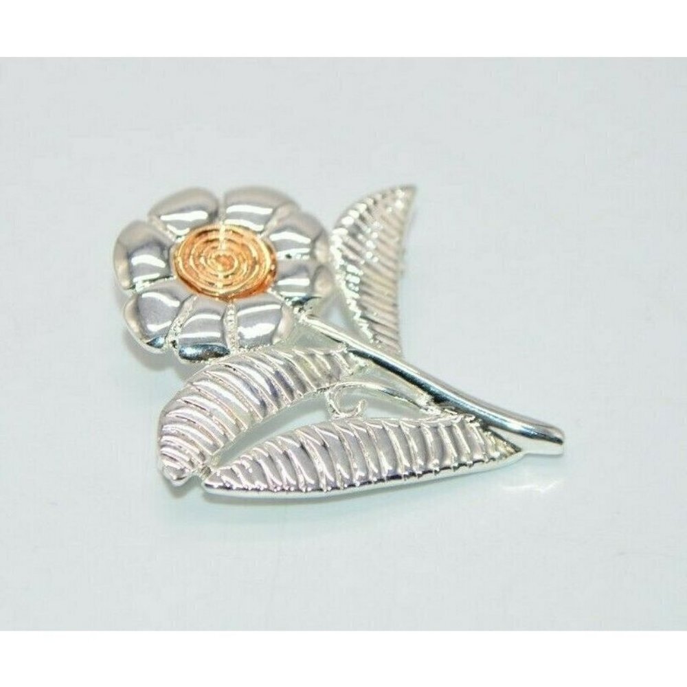 Danecraft Dual Tone Gold Silver Tone Flower Brooch